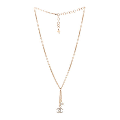 Chanel Crystal Flower CC Lariat Necklace Gold 3 of 7