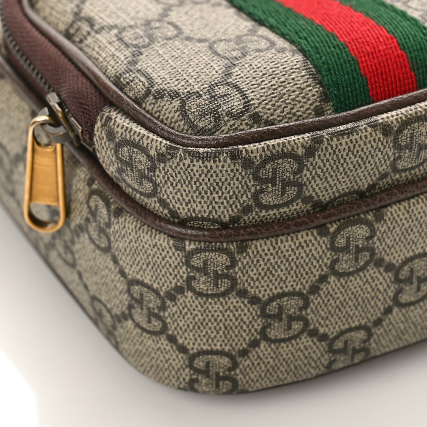 GG Supreme Monogram Web Mini Ophidia Double Zip Messenger Bag Beige New Acero