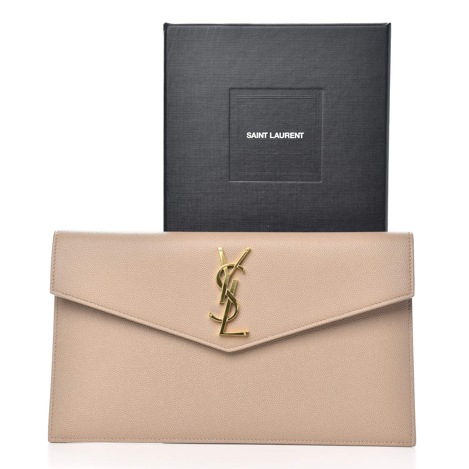Saint Laurent Grain De Poudre Uptown Pouch Dark Beige 7 of 7