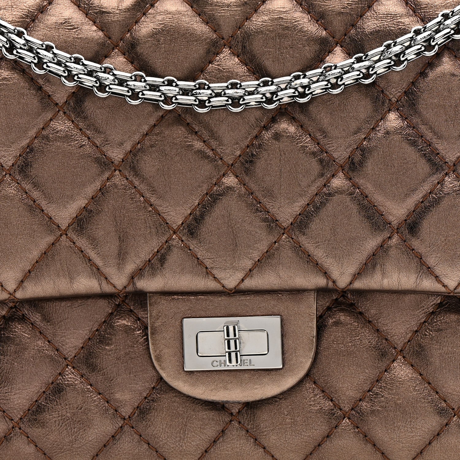 Chanel Metallic Aged Calfskin Quilted 2.55 Reissue 226 Flap Bronze 8 of 11