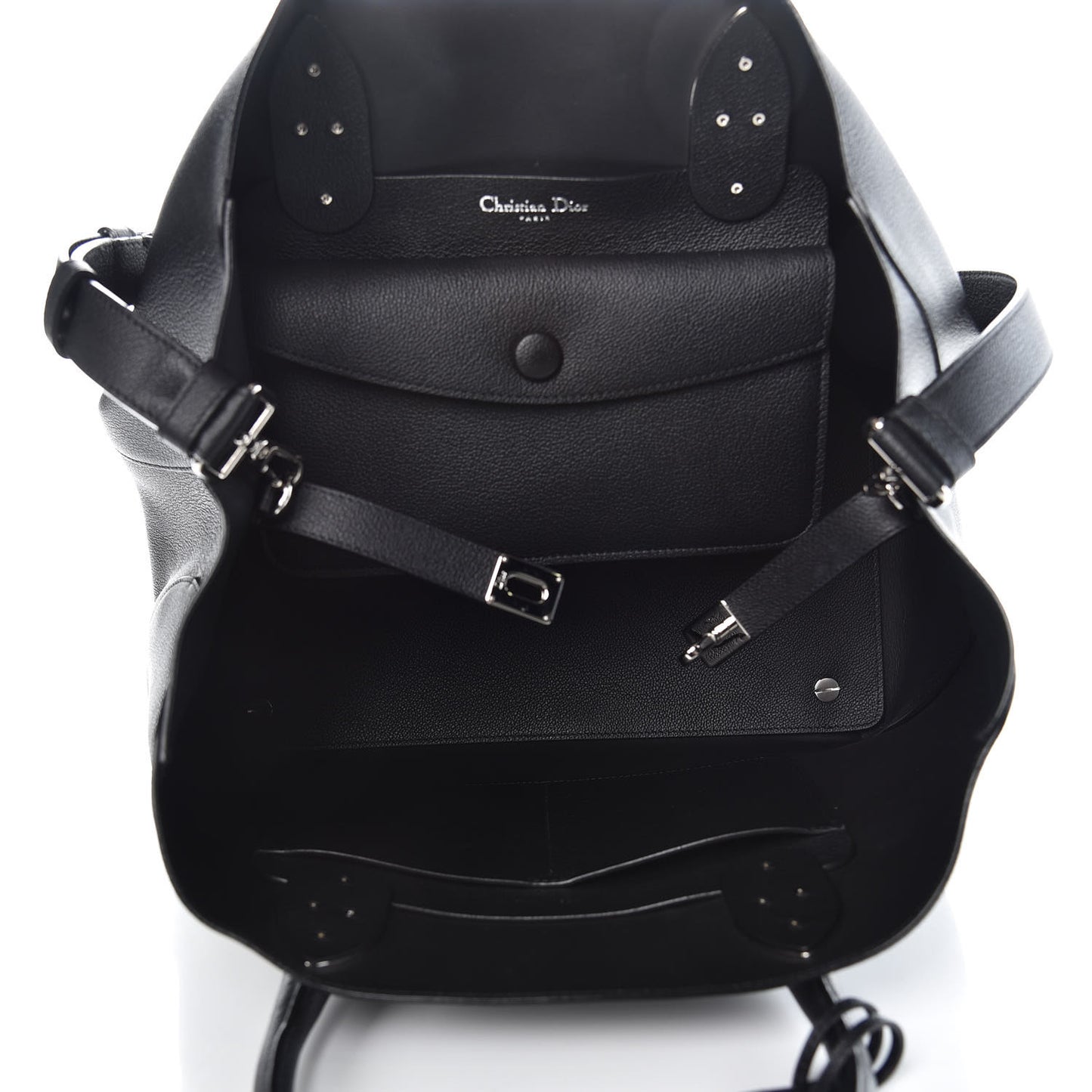 Supple Grained Calfskin Large Open Bar Tote Black