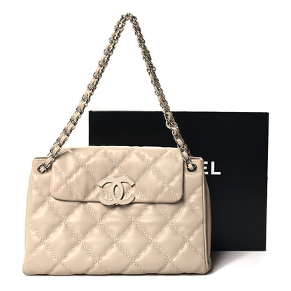 Chanel Calfskin Double Stitch Large Hamptons Flap Bag Beige 11 of 11