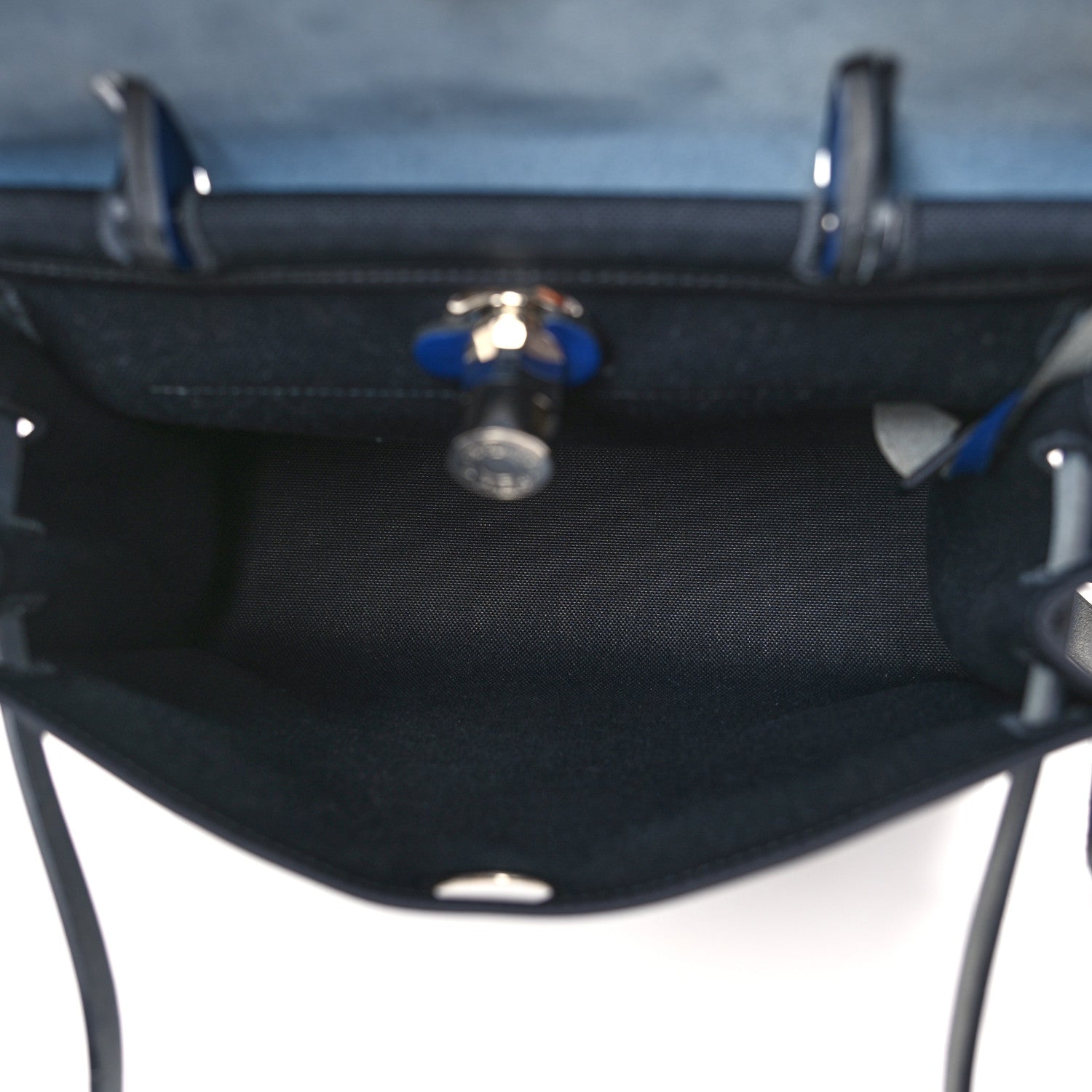 Hermes Military Toile Vache Hunter Herbag Zip 31 PM Black Bleu Saphir 6 of 11