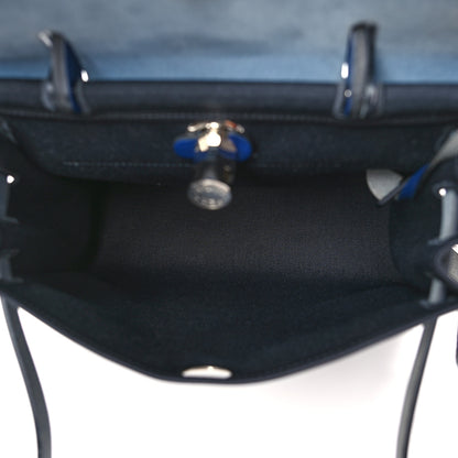 Hermes Military Toile Vache Hunter Herbag Zip 31 PM Black Bleu Saphir 6 of 11