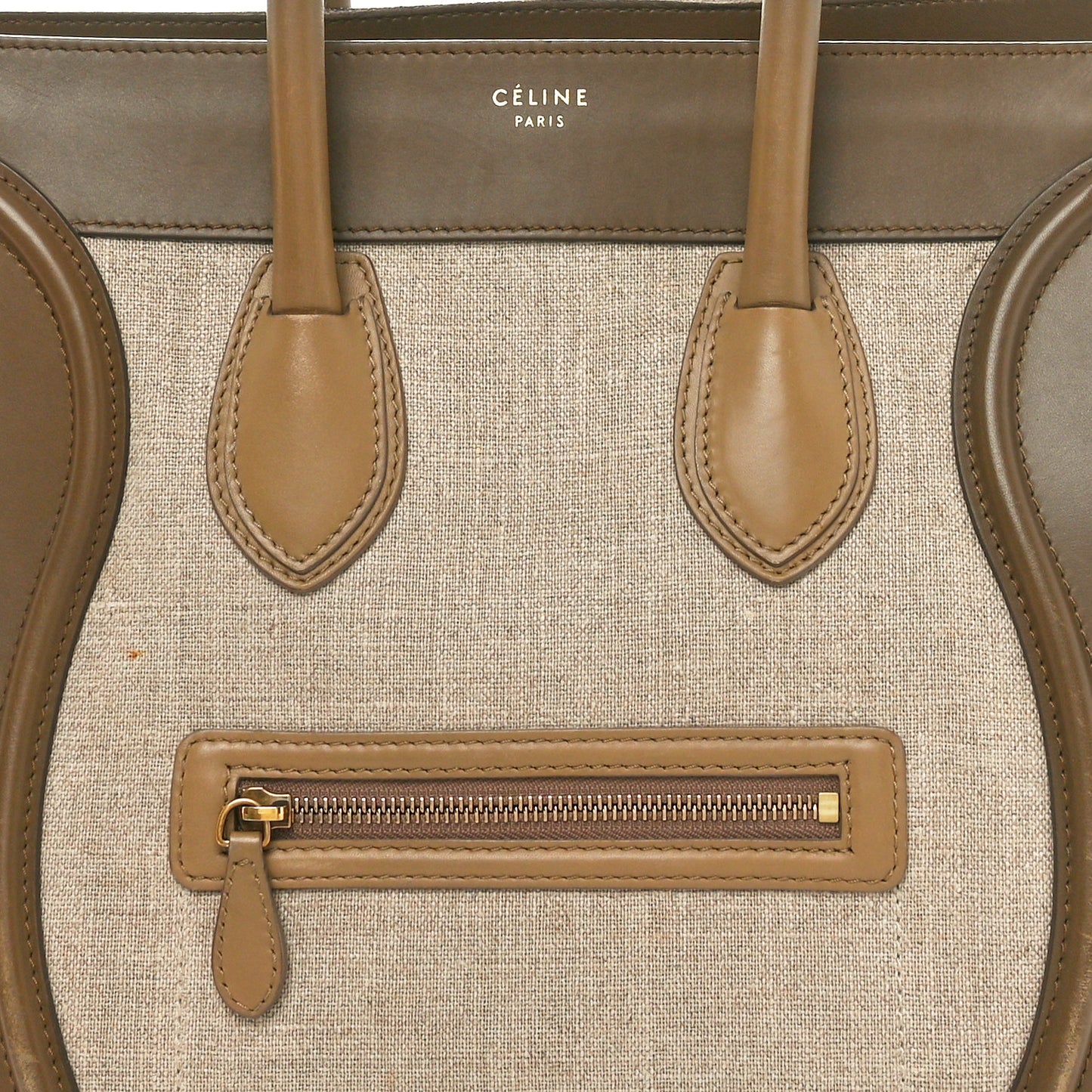 Natural Canvas Smooth Calfskin Mini Luggage Brown