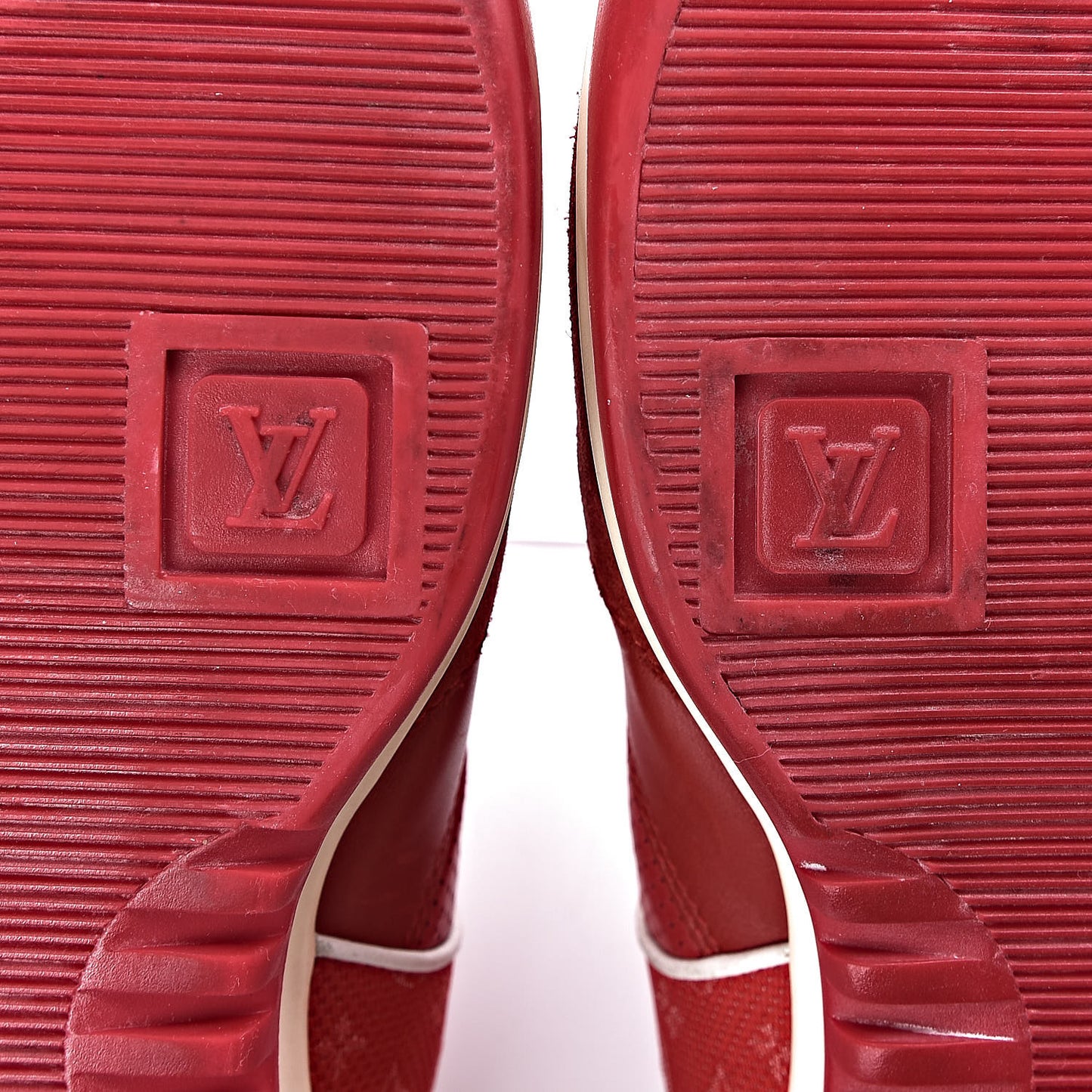 Suede Calfskin Perforated Monogram Sneaker 37.5 Red