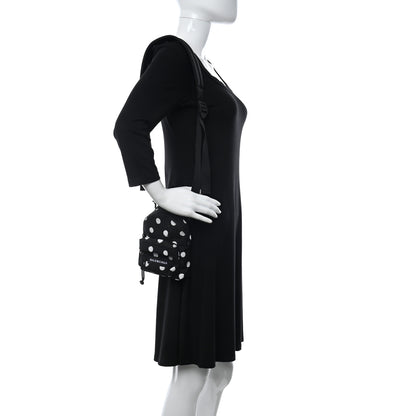 Balenciaga Recycled Casual Nylon Spray Polka Dots Mini Explorer Crossbody Backpack Black White 2 of 9