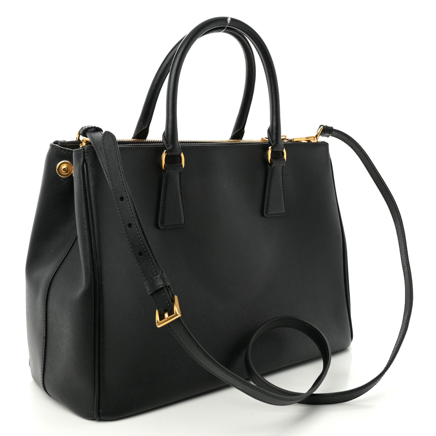 Saffiano Lux Large Galleria Double Zip Tote Black