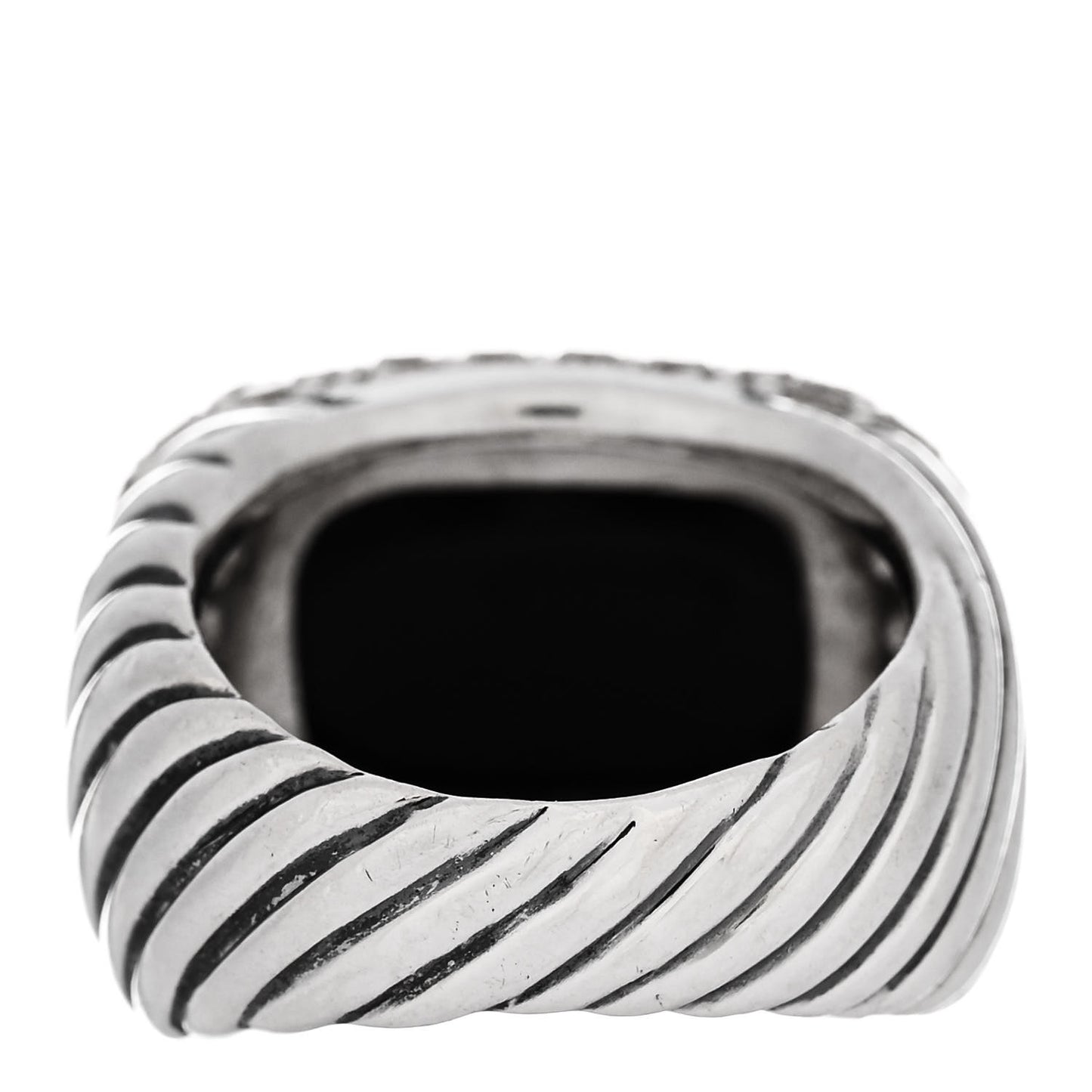 Sterling Silver Diamond Black Onyx 16mm Albion Ring 52 6