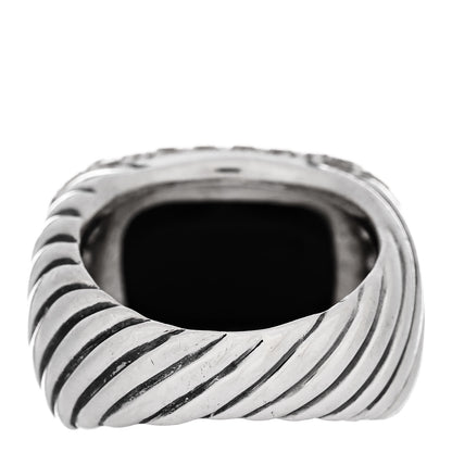 David Yurman Sterling Silver Diamond Black Onyx 16mm Albion Ring 52 6 4 of 6