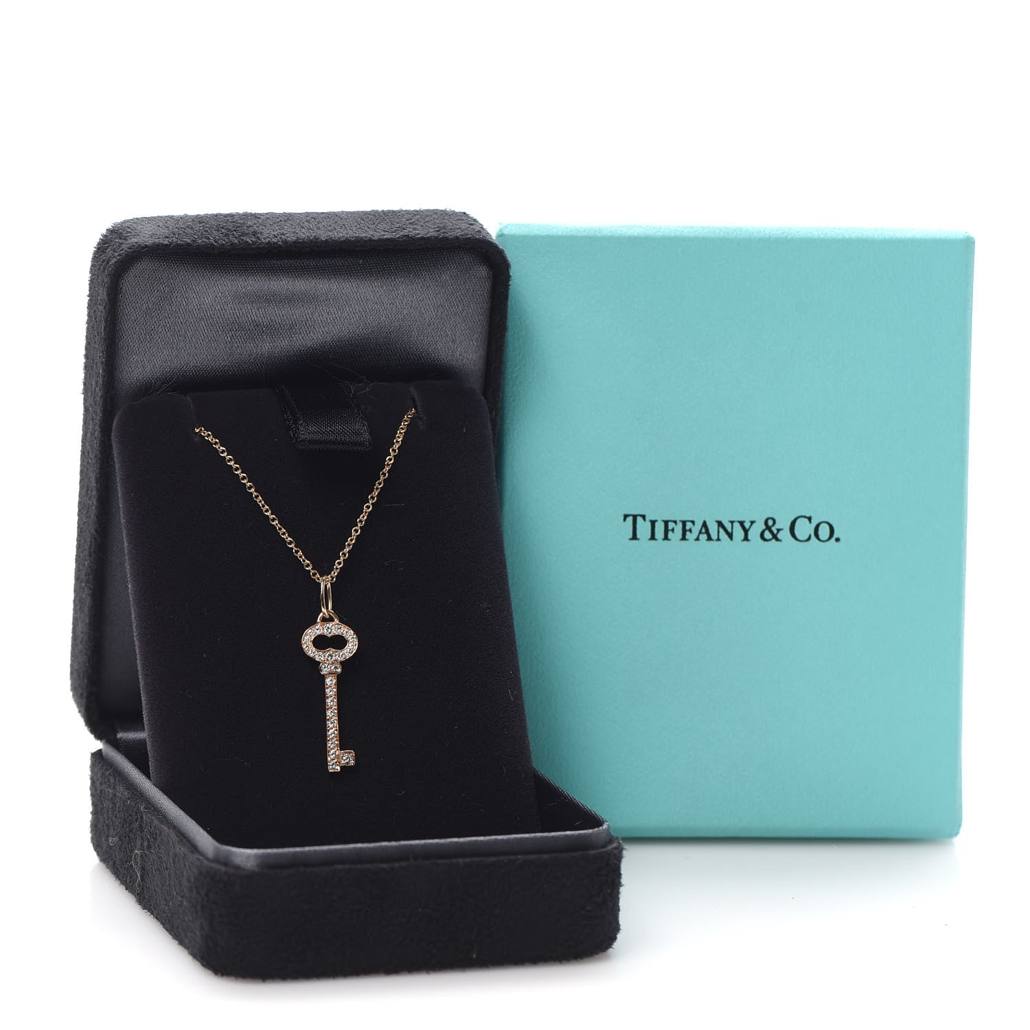 Tiffany 18K Rose Gold Diamond Mini Vintage Oval Key Pendant Necklace 6 of 6