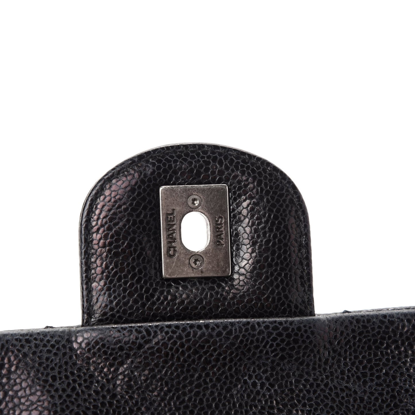 Caviar Quilted Medium Elastic Flap Black