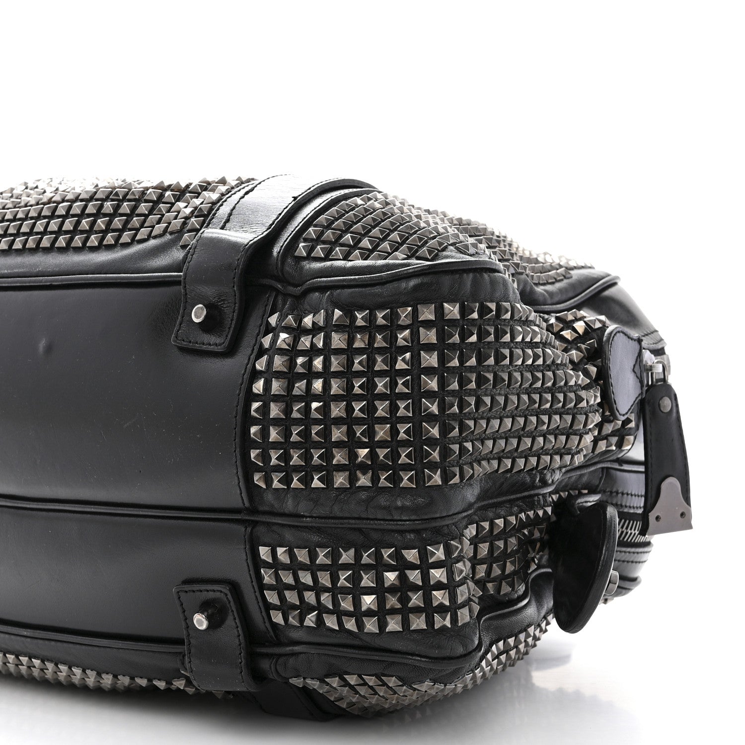 Burberry Prorsum Calfskin Studded Knight Satchel Black 13 of 19
