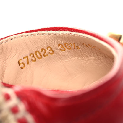 Gucci Nappa Matelasse GG Marmont Ankle Wrap Platform 35/120mm Espadrille Wedges 36.5 Hibiscus Red 6 of 10