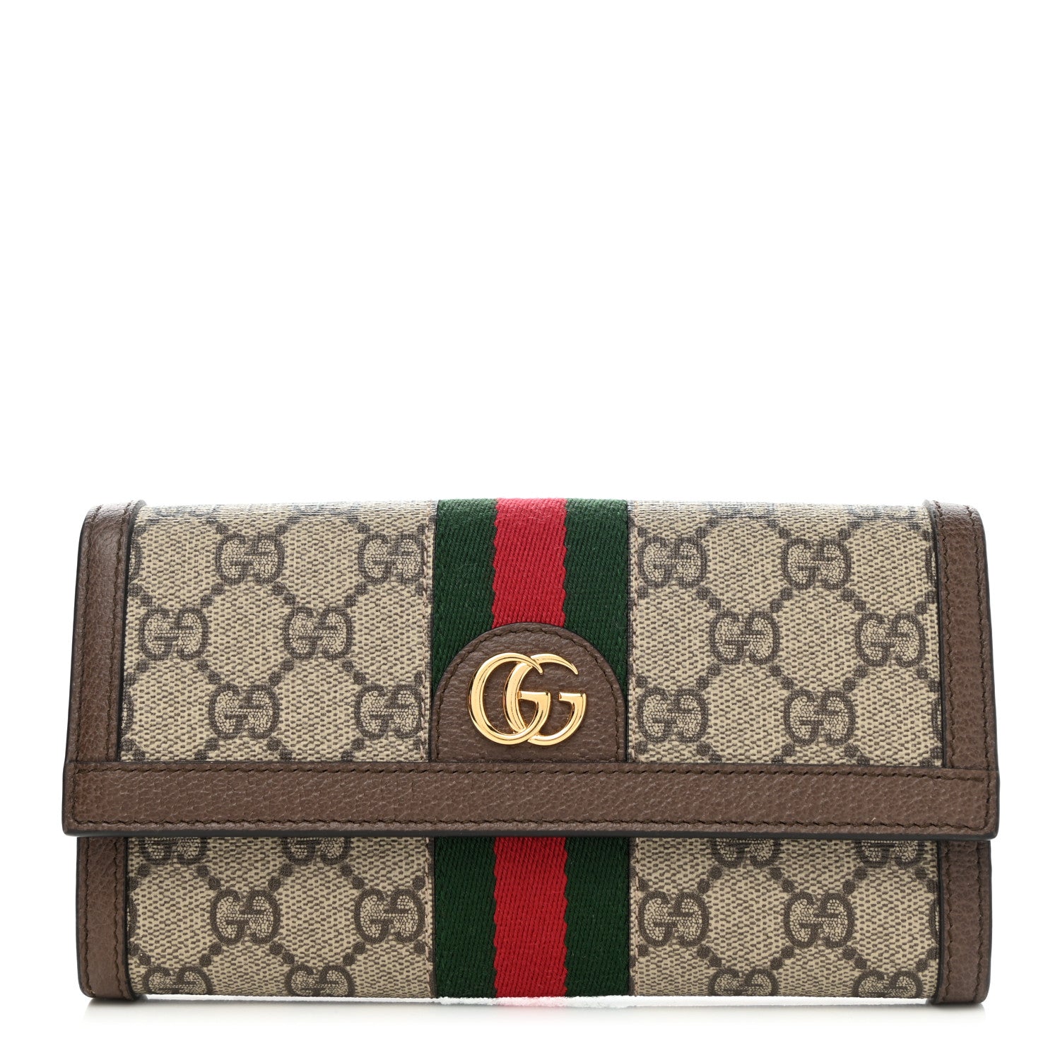 Gucci GG Supreme Monogram Web Ophidia Continental Wallet Brown 1 of 9