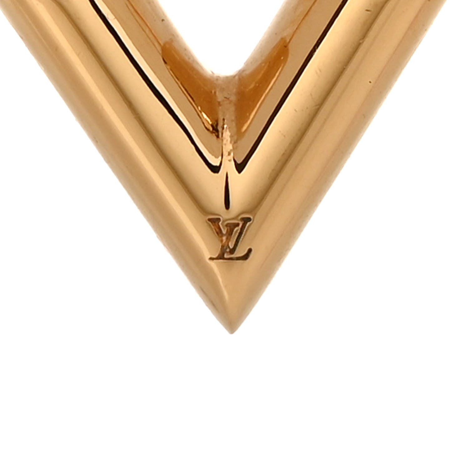 Louis Vuitton Brass Essential V Hoop Earrings Gold 3 of 4