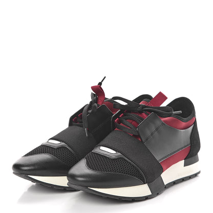 Balenciaga Calfskin Womens Race Runner Sneakers 39 Black Bordeaux 3 of 7