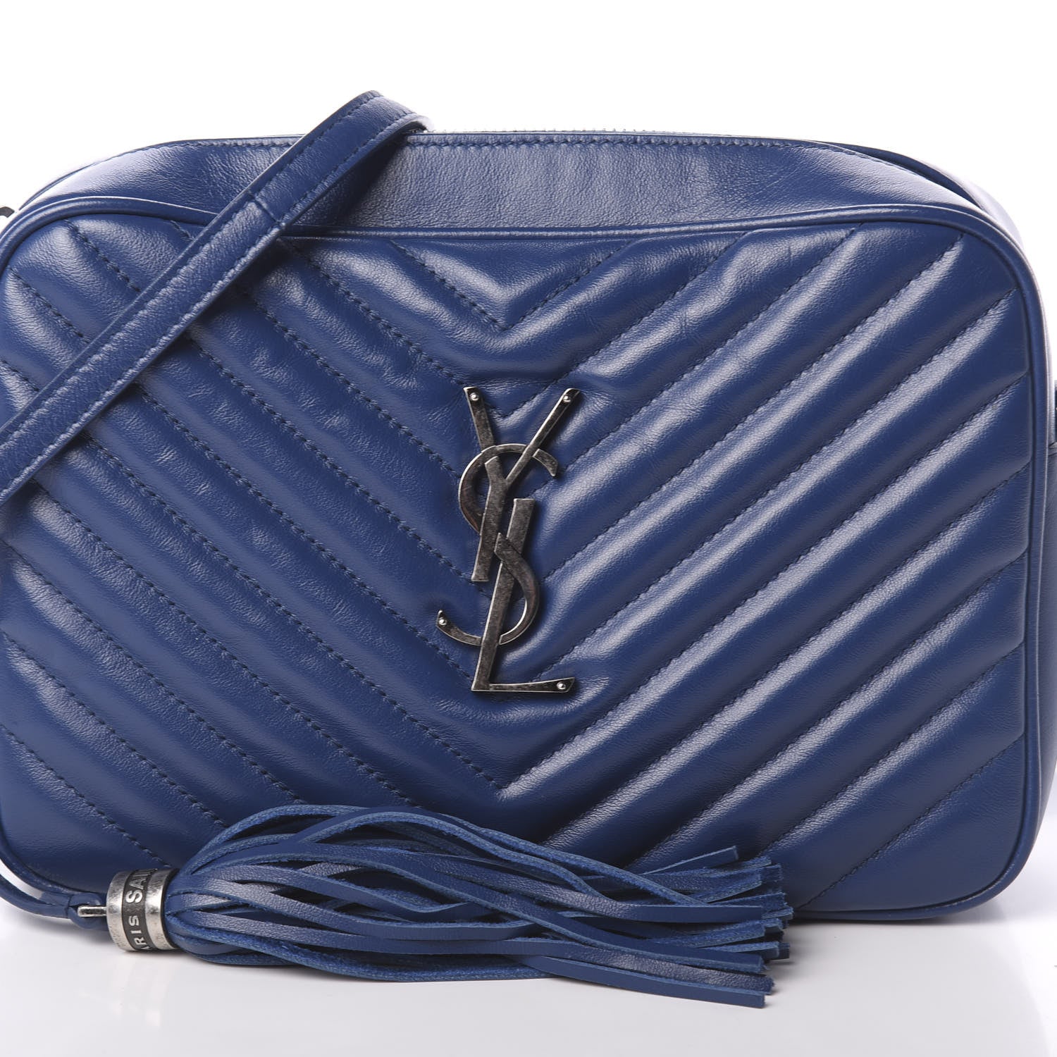 Saint Laurent Calfskin Matelasse Monogram Lou Camera Bag Blue 7 of 9