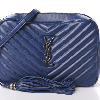 Saint Laurent Calfskin Matelasse Monogram Lou Camera Bag Blue 7 of 9