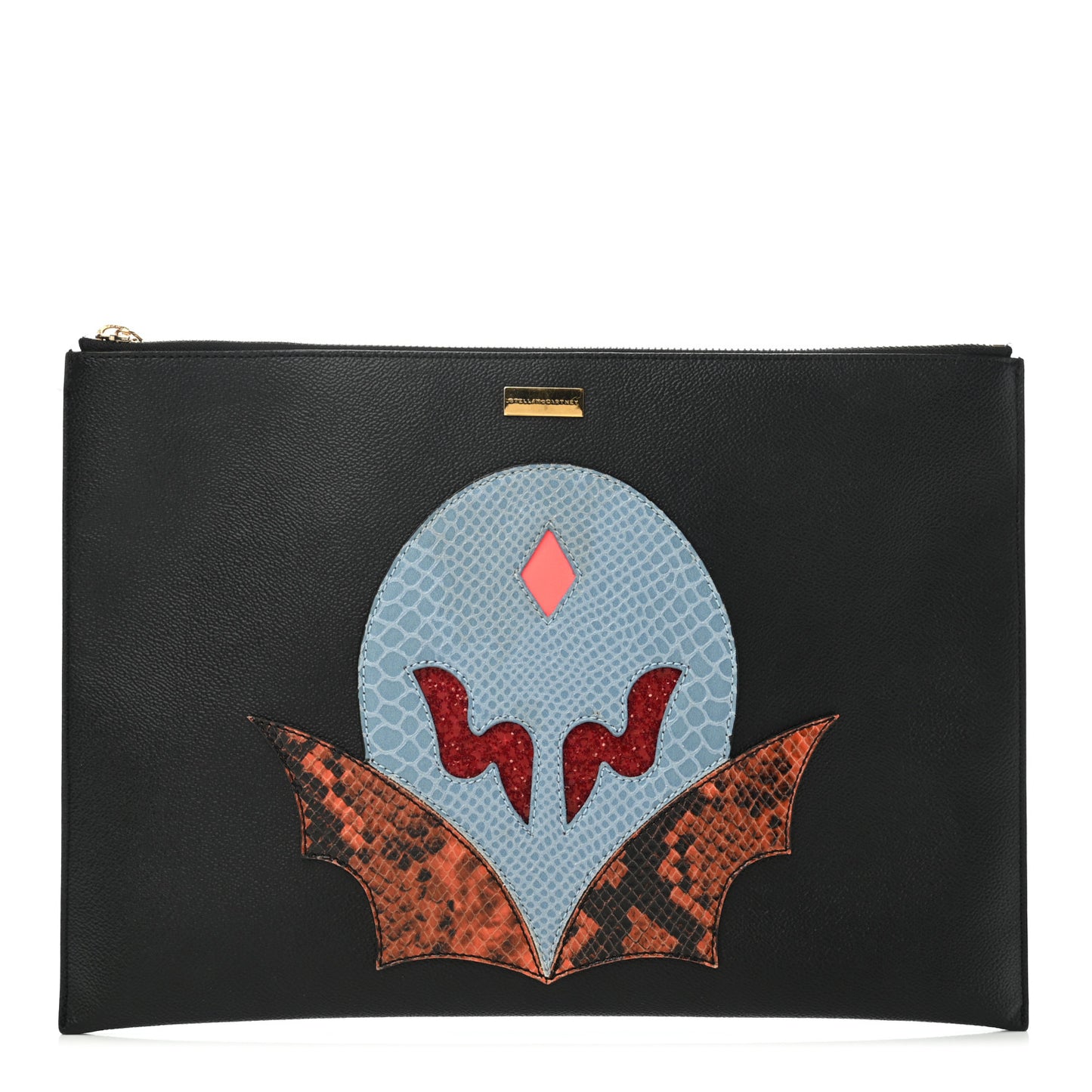 Faux Leather Superstellaheroes Zipped Clutch Black Blue
