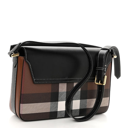 Burberry E-Canvas Check Calfskin Catherine Shoulder Bag Dark Birch Brown 3 of 9