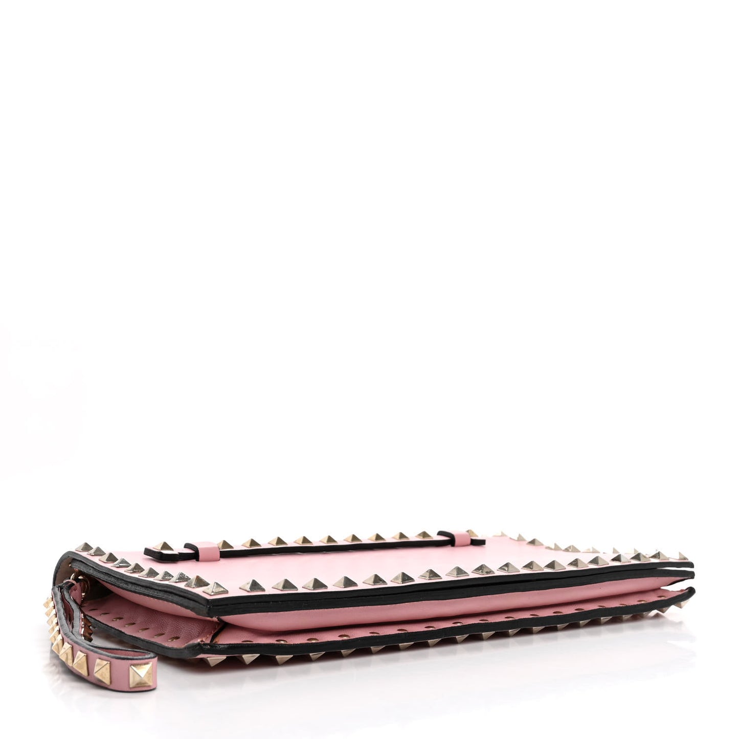 Nappa Rockstud Wristlet Clutch Water Rose