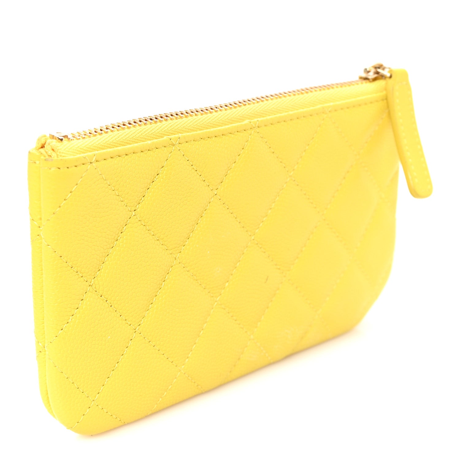 Chanel Caviar Quilted Small Cosmetic Case Yellow 3 of 7