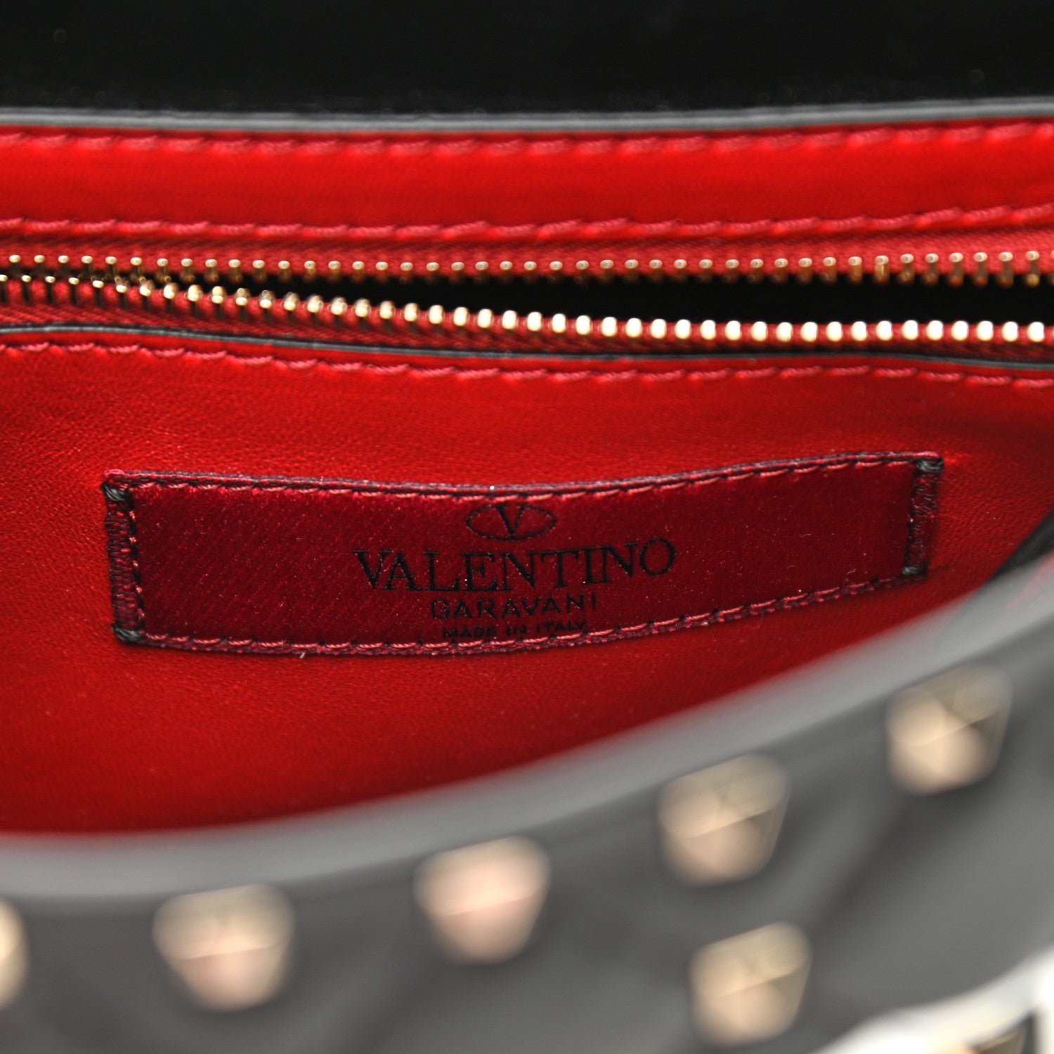 Valentino Garavani Lambskin VLTN Print Medium Rockstud Spike Shoulder Bag Black 6 of 10