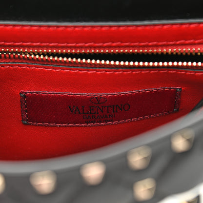 Valentino Garavani Lambskin VLTN Print Medium Rockstud Spike Shoulder Bag Black 6 of 10