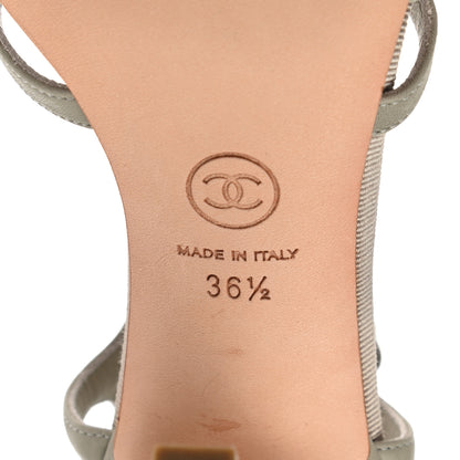 Chanel Lambskin Bow Sandals 36.5 Grey 7 of 9