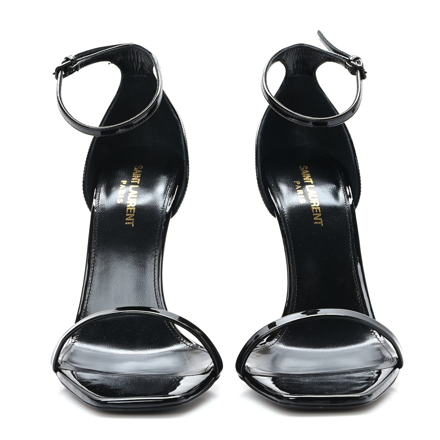 Saint Laurent Patent Calfskin Opyum 110 Sandals 40 Black Gold 2 of 7