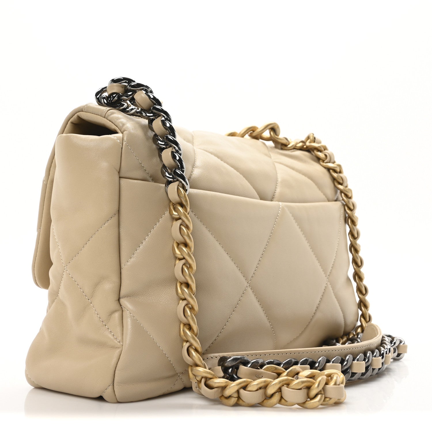 Chanel Lambskin Quilted Large Chanel 19 Flap Beige 3 of 11