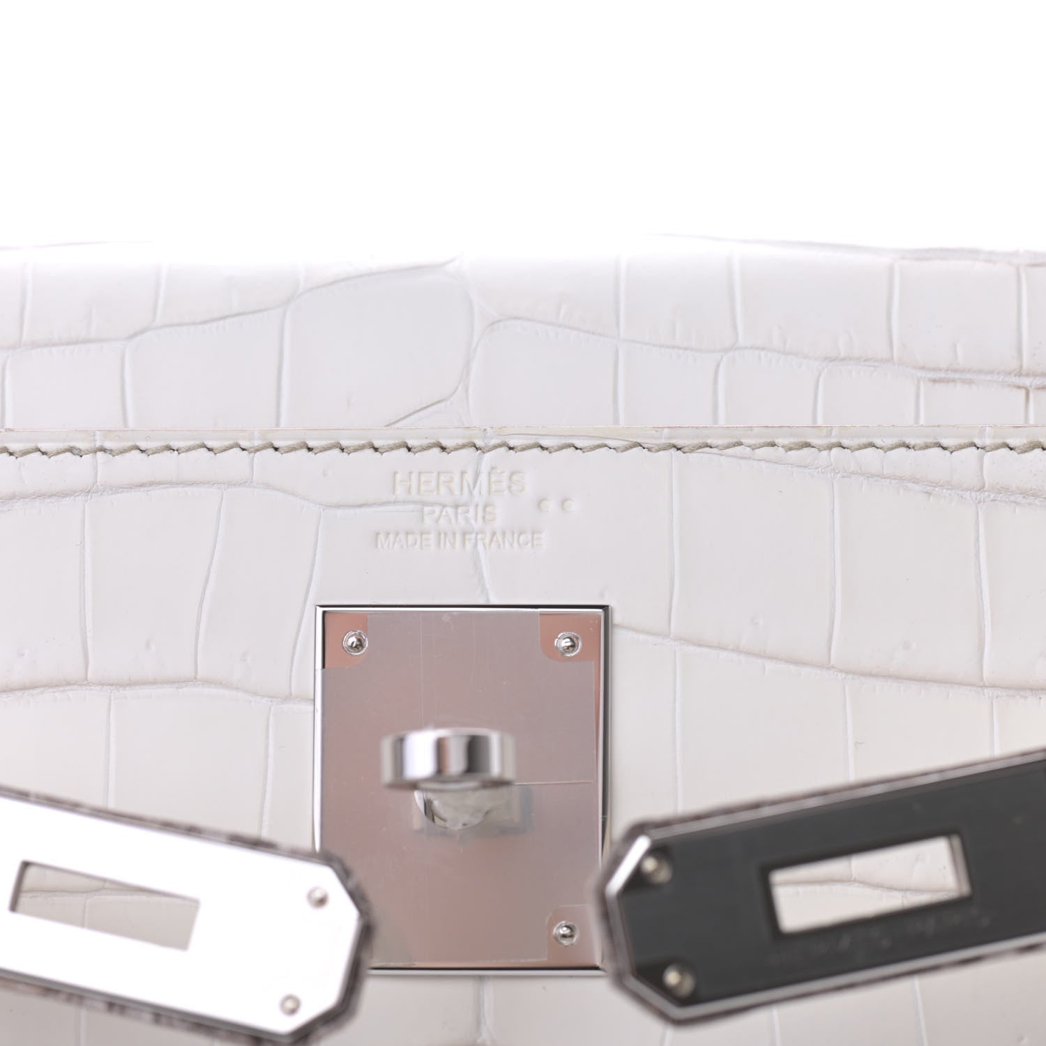 Hermes Matte Niloticus Crocodile Himalaya Kelly Retourne 28 White 7 of 23