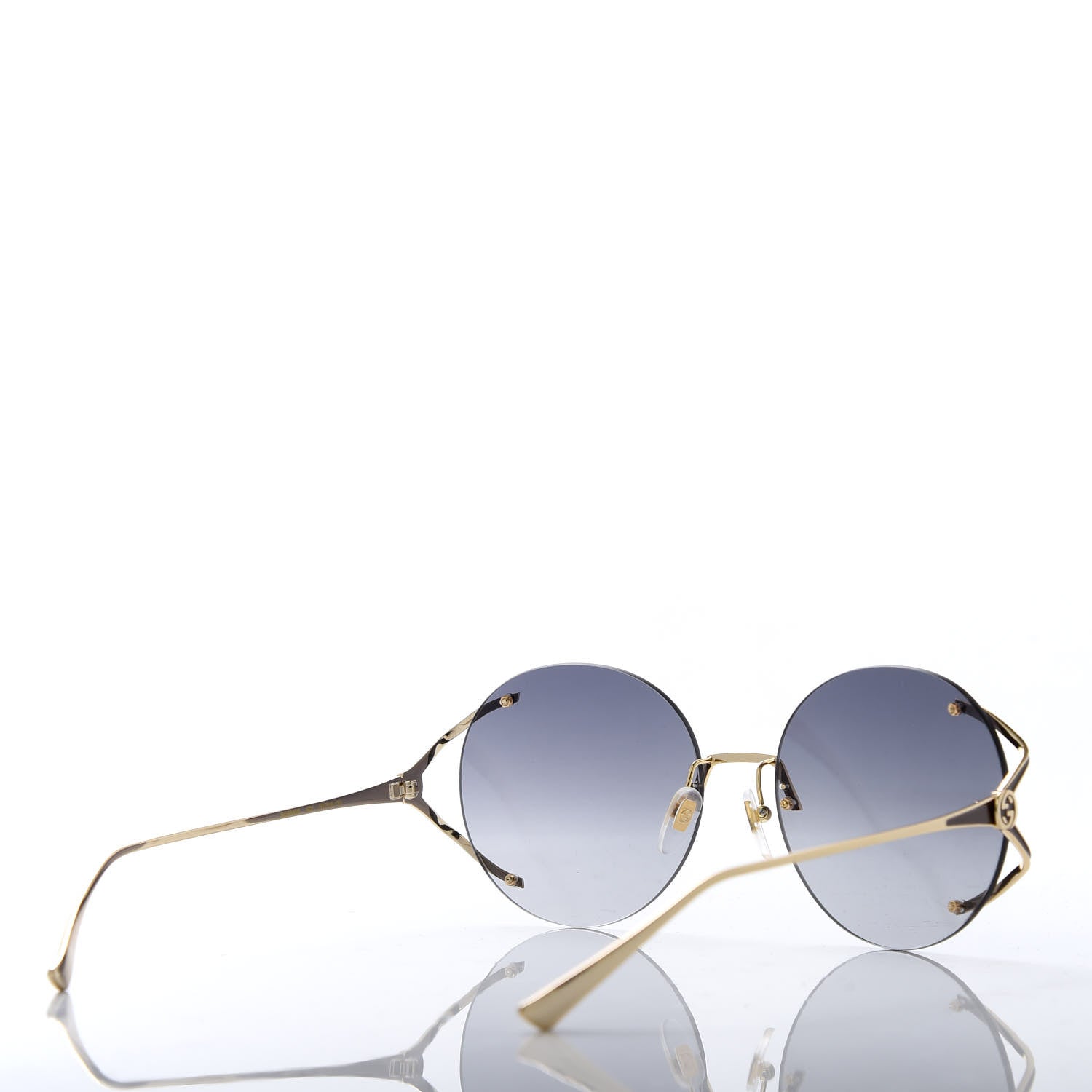 Gucci Metal Oversized Round Frame Sunglasses GG0645S Gold Grey 4 of 8