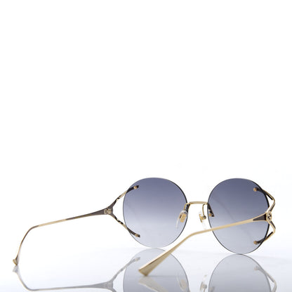 Gucci Metal Oversized Round Frame Sunglasses GG0645S Gold Grey 4 of 8