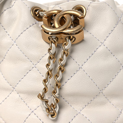 Chanel Calfskin Quilted Pearl Mini About Pearls Drawstring Bucket Bag  White 8 of 11