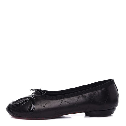 Chanel Lambskin Quilted Cambon Ballerina Flats 35.5 Black 1 of 12