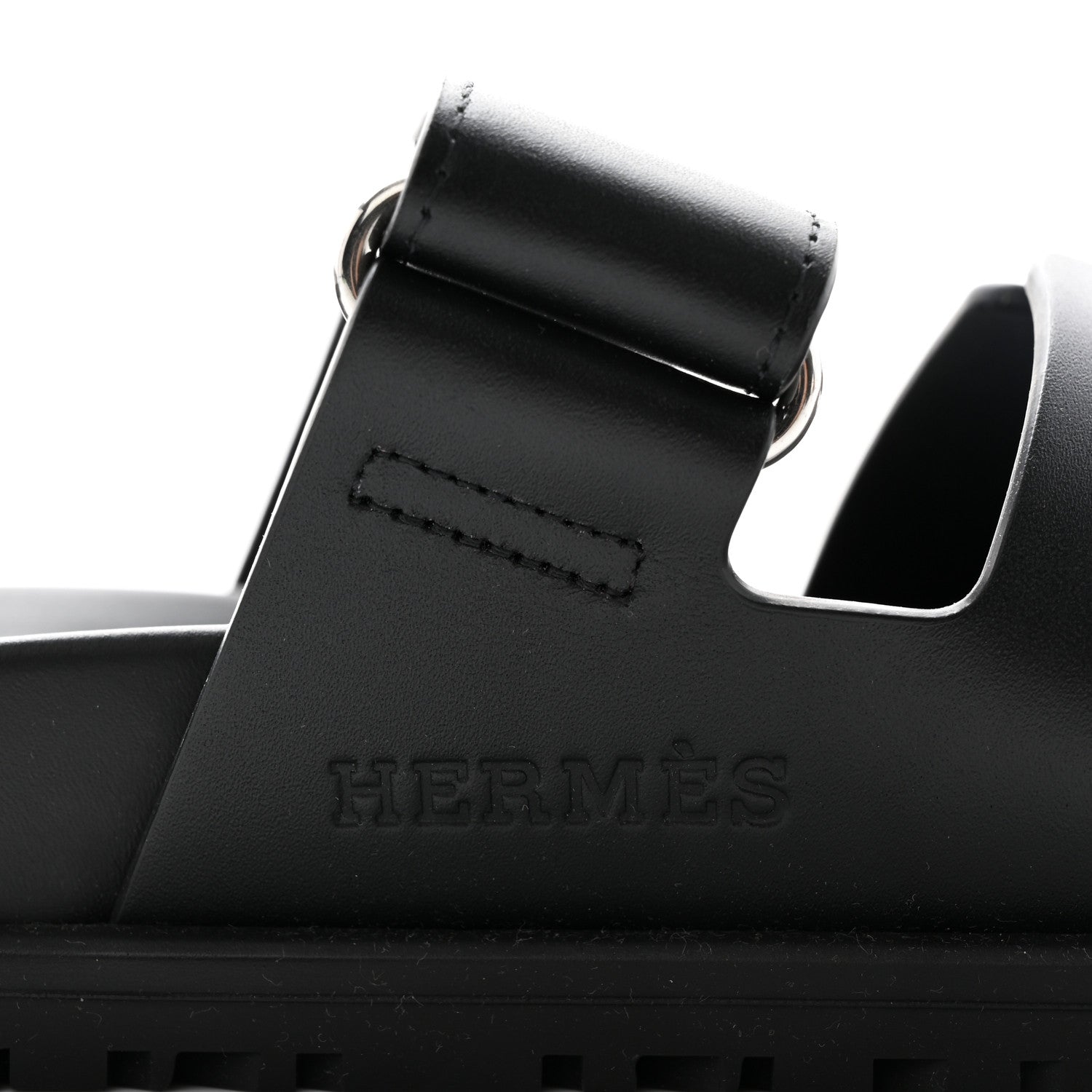 Hermes Calfskin Womens Chypre Sandals 37.5 Black 8 of 10