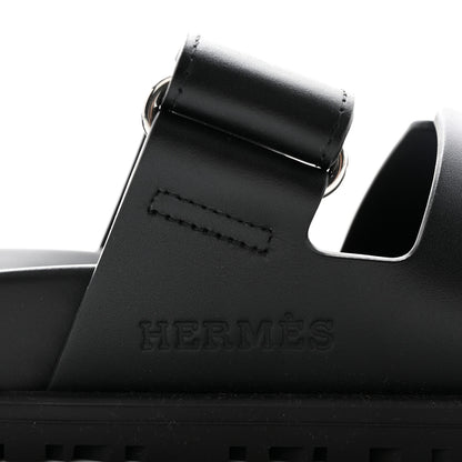 Hermes Calfskin Womens Chypre Sandals 37.5 Black 8 of 10