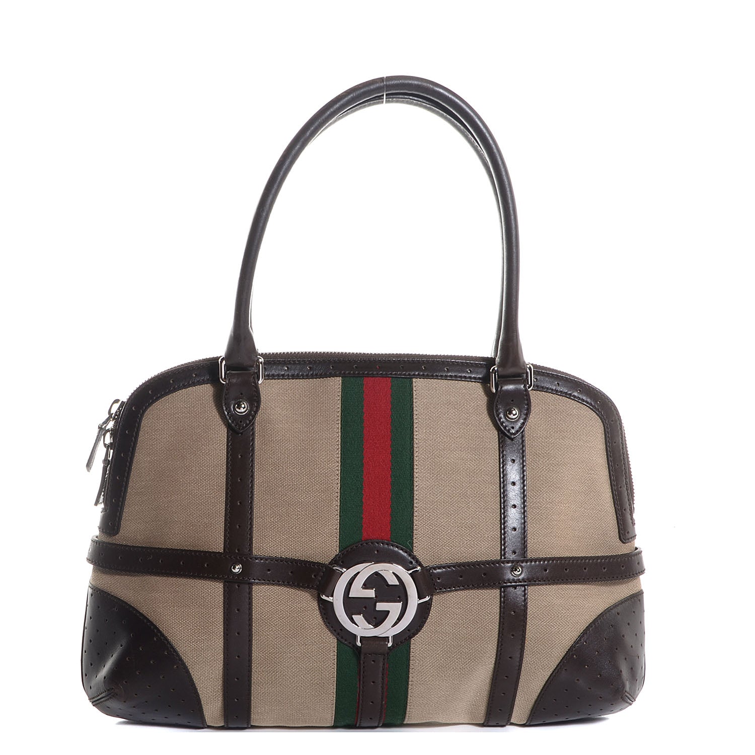 Gucci Canvas Web GG Reins Bag Brown 1 of 7
