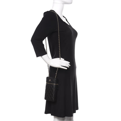 Chanel Caviar Quilted Phone Holder With Chain Black 2 of 10