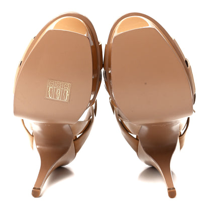 Saint Laurent Patent Tribute 105 Platform Sandals 38 Nude Powder 5 of 8