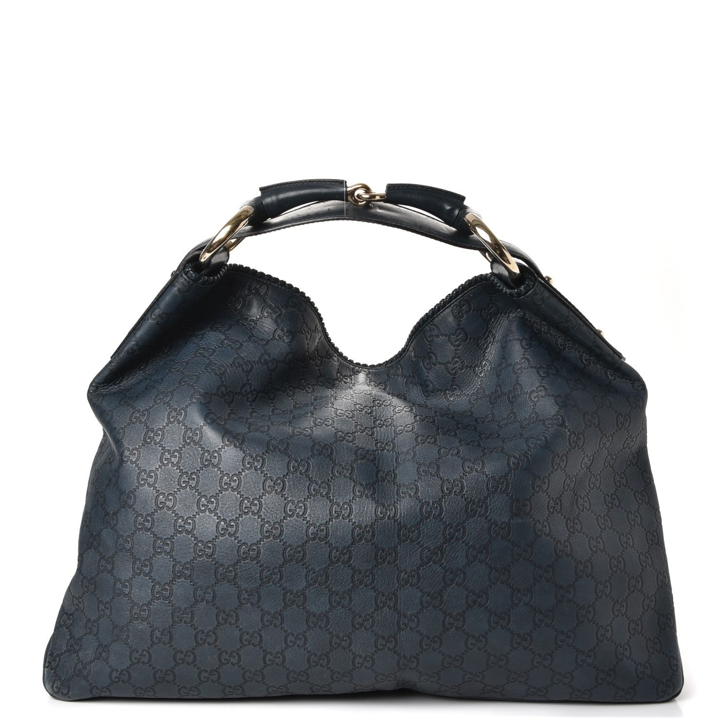 Gucci Guccissima Large Horsebit Chain Hobo Blue 1 of 15