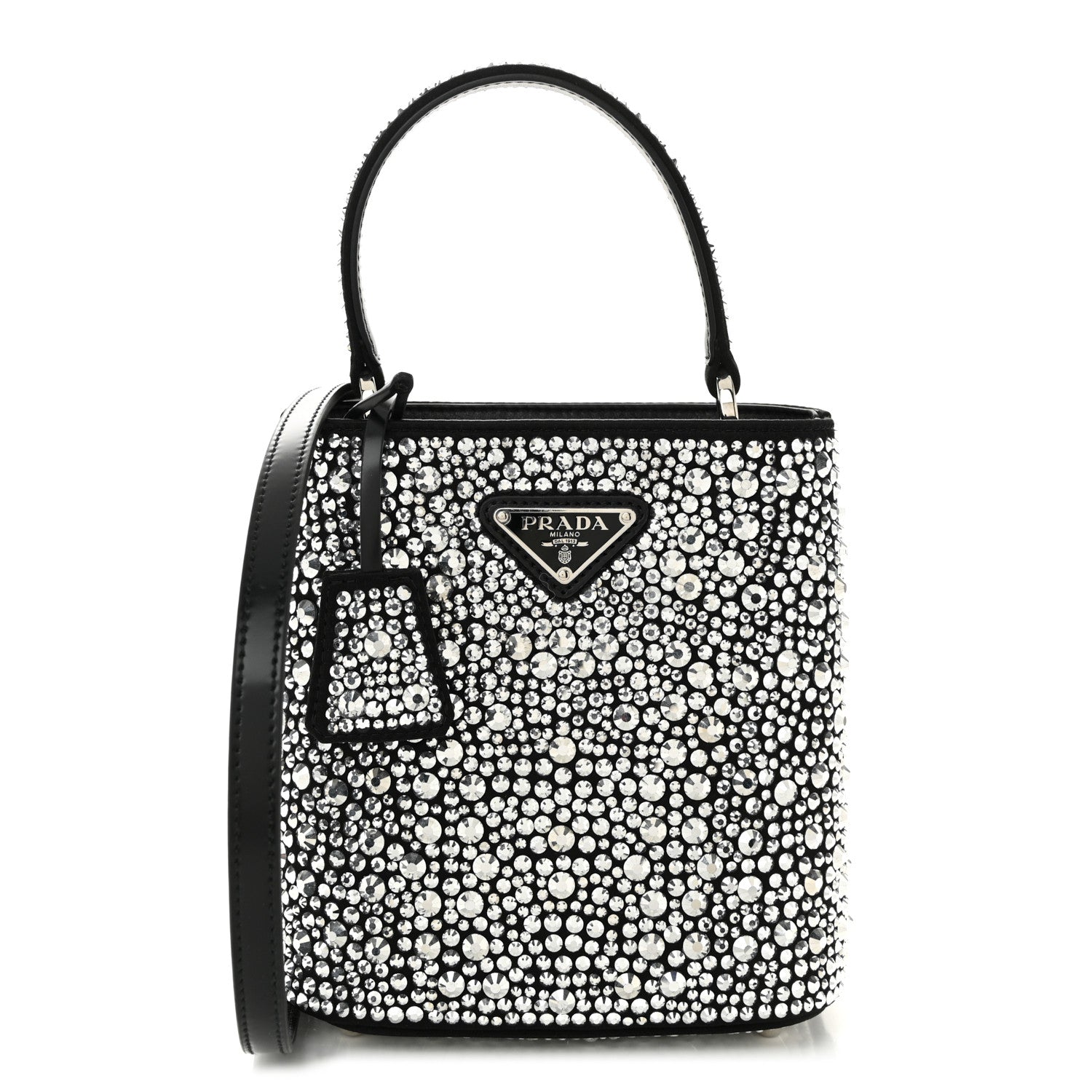 Prada Satin Crystal Small Panier Bucket Bag Metal 1 of 10