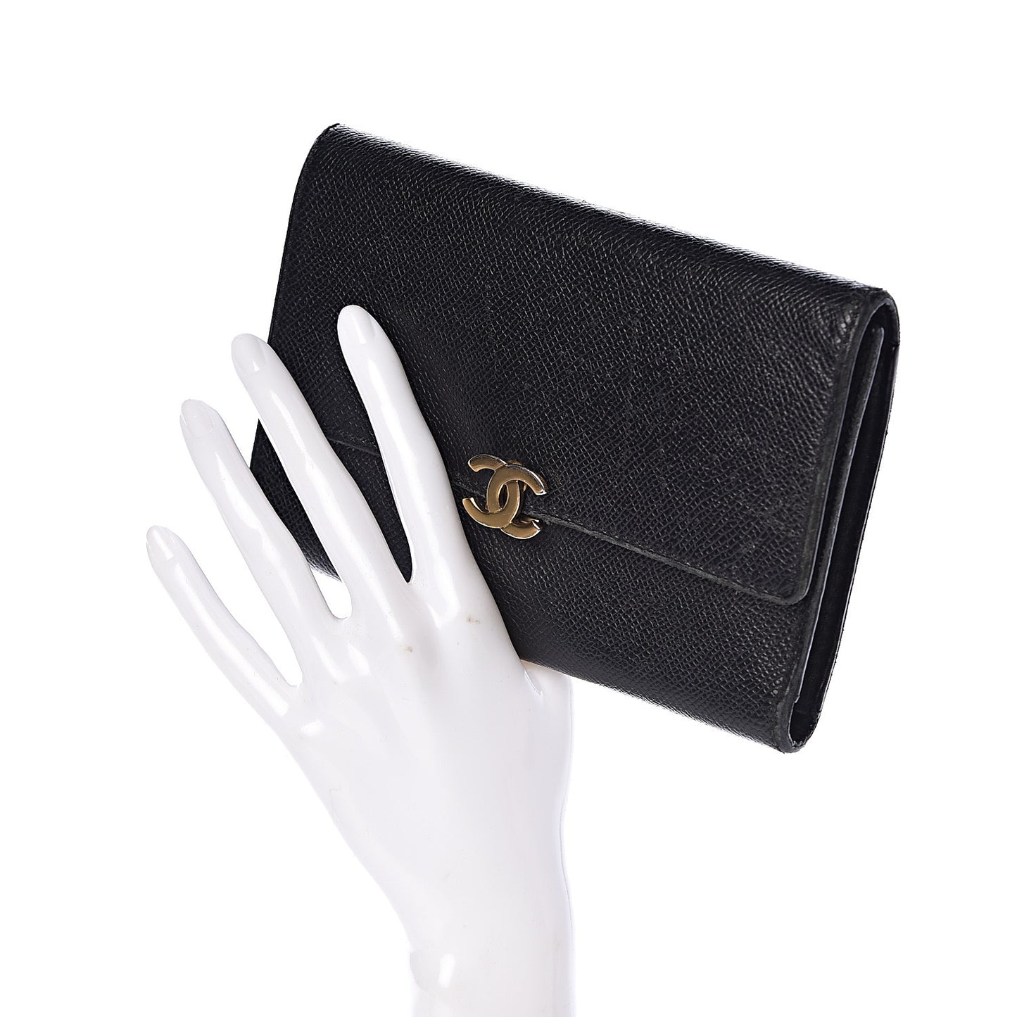 Caviar CC Large Flap Wallet Black