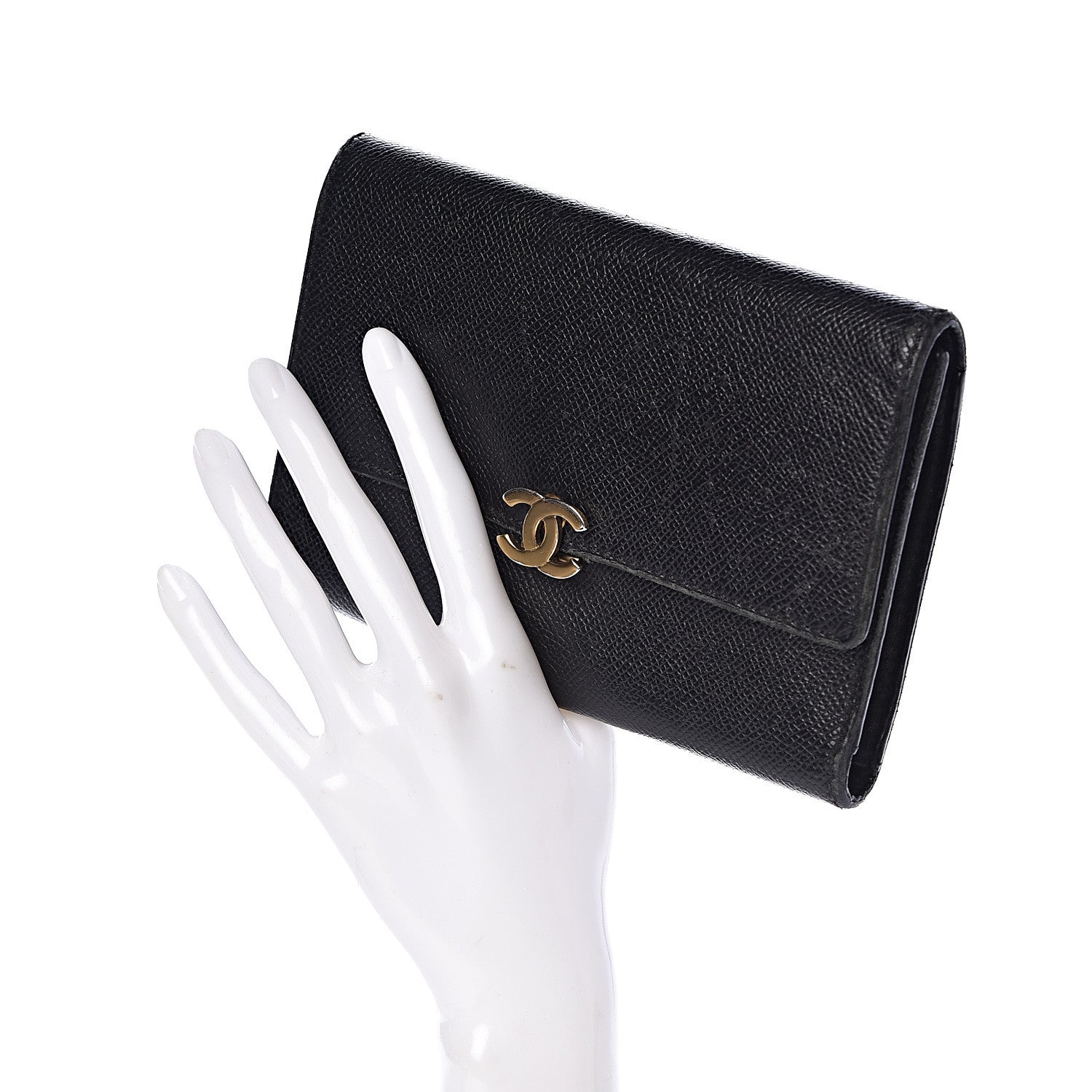 Chanel Caviar CC Large Flap Wallet Black 2 of 9