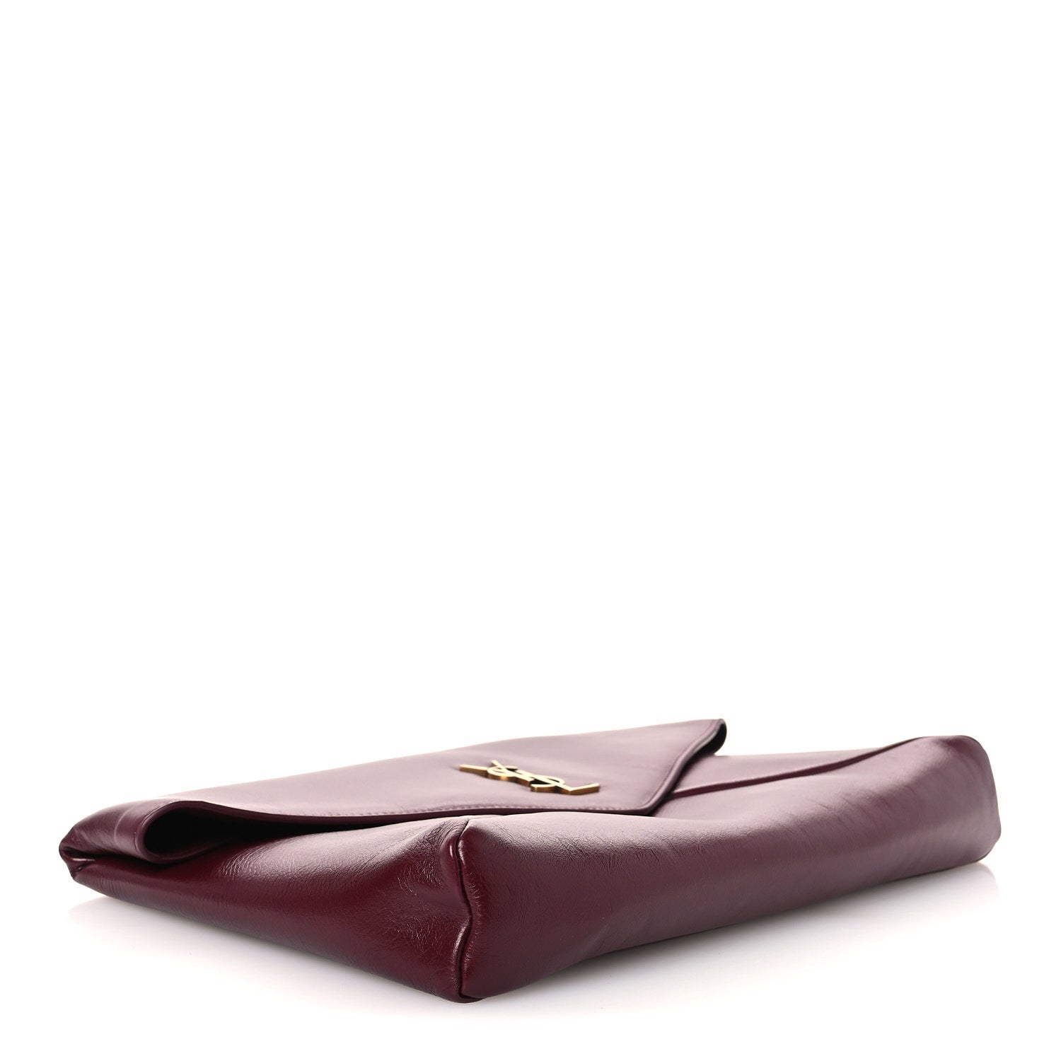 Saint Laurent Lambskin Large Cassandre Envelope Pouch Dark Ruby 4 of 12