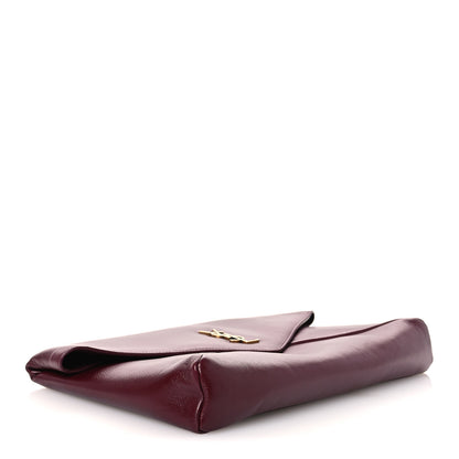 Saint Laurent Lambskin Large Cassandre Envelope Pouch Dark Ruby 4 of 12