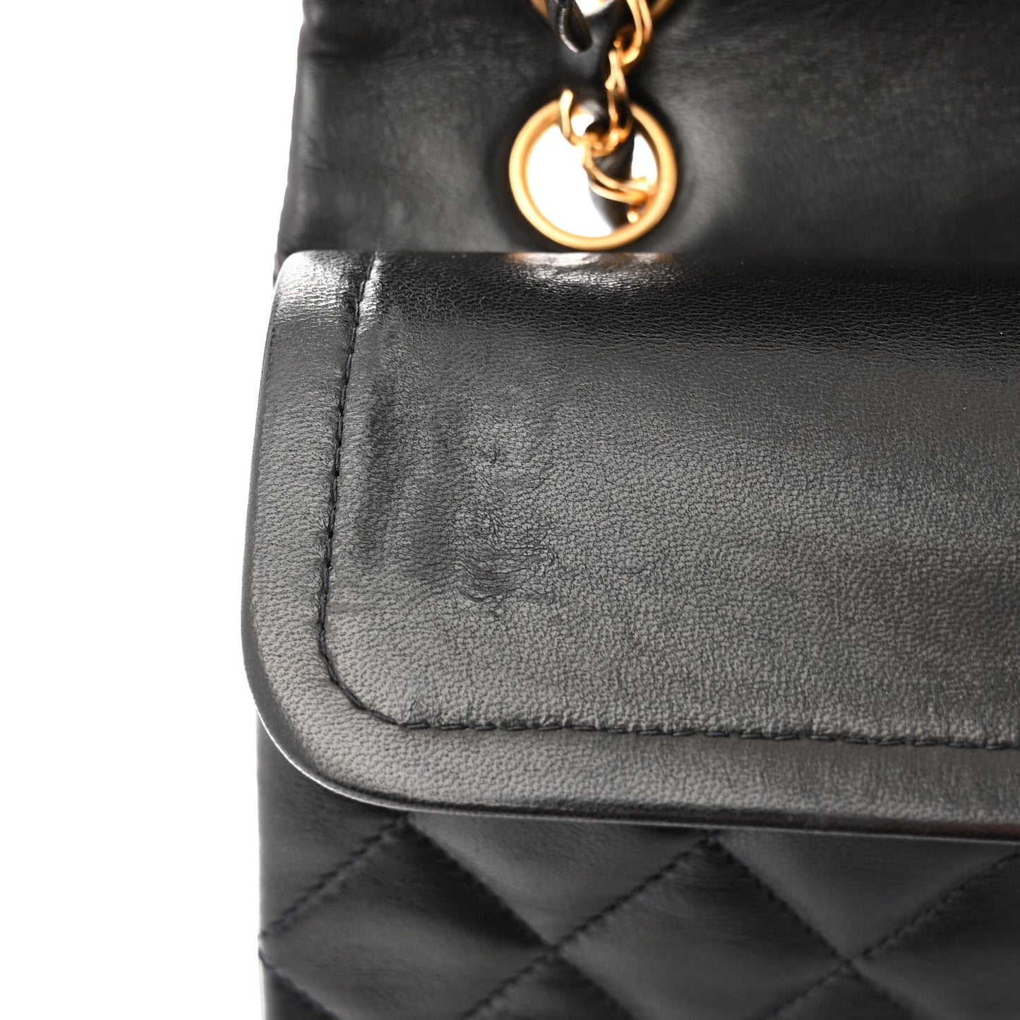 Lambskin Quilted Small Double Flap Black