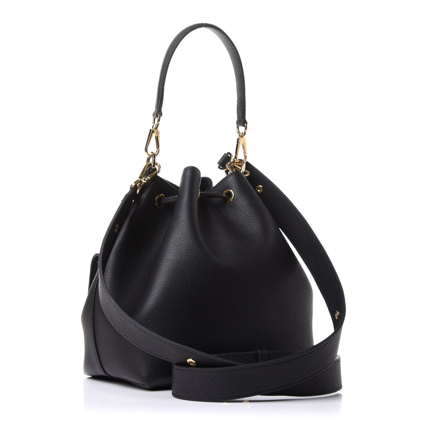 Calfskin Lockme Bucket MM Black